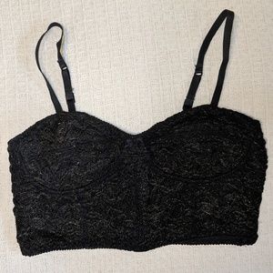 Black/Gold Metallic Bustier Crop Top